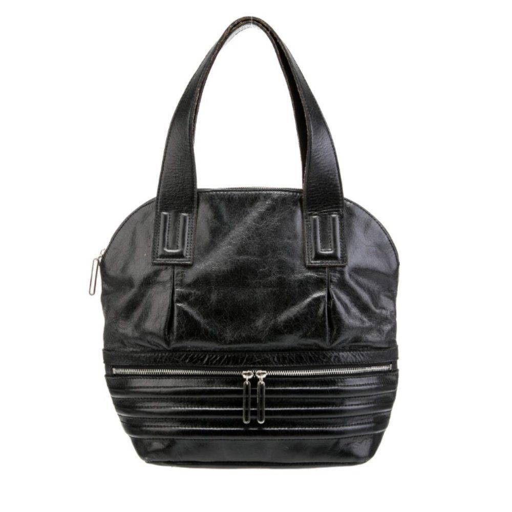 Walter by Walter Baker Black Leather Zipped Trapunto Tote Shoulder Bag